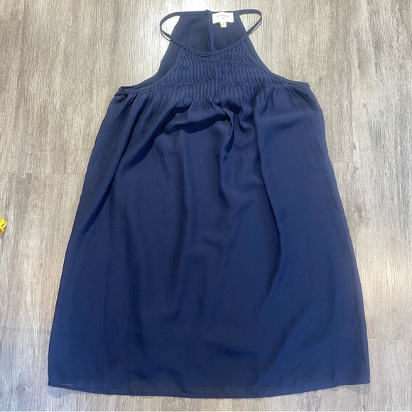 Everly Navy Blue Halter Dress Size Medium – Sleeveless High Neck Smocked Detail - Picture 2 of 5